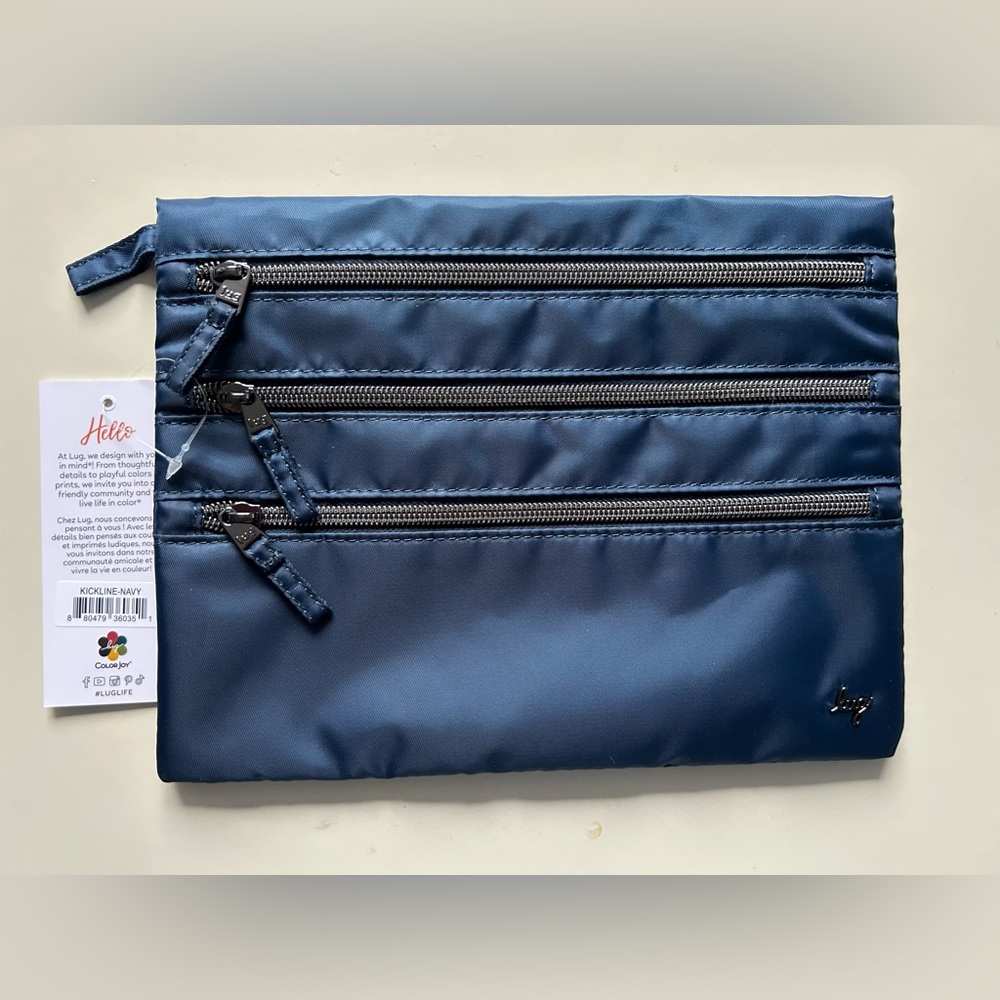 LUG KICKLINE TRIPLE ZIP STORAGE POUCH NAVY NWT